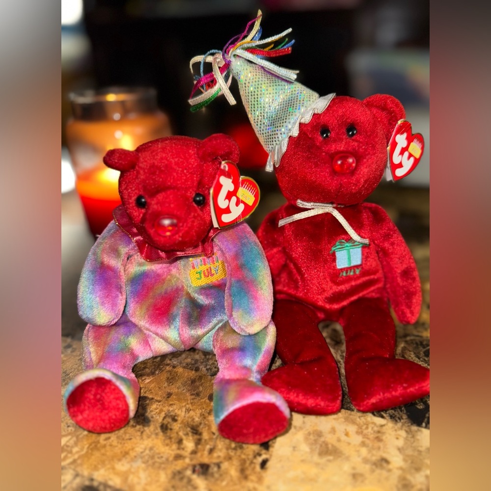 ❤️‍🔥🐻 TY Birthday Beanies – JULY Bears Lot (2 Bears!) 🎉🎁